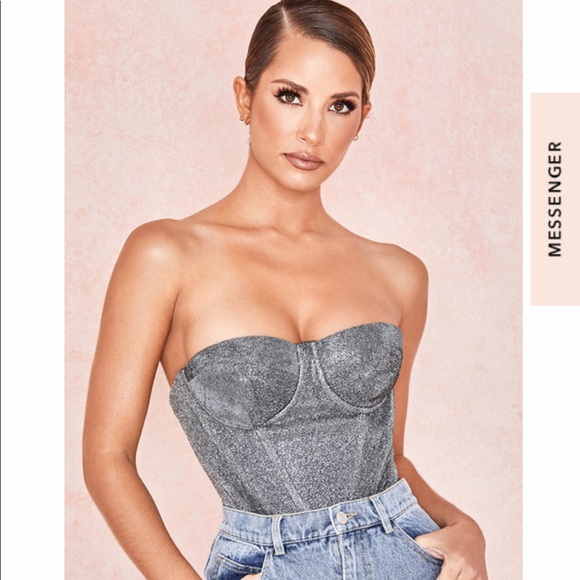 House of CB Other - “Donatella” Silver Sparkly Corset Bustier